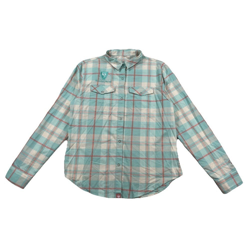 Rabbit Running High Country Flannel Shirt Merino Blend Women's Medium (Logo)